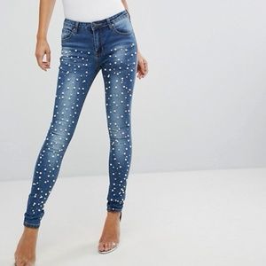 ASOS Pearl Embellished Denim Jeans - Size 6